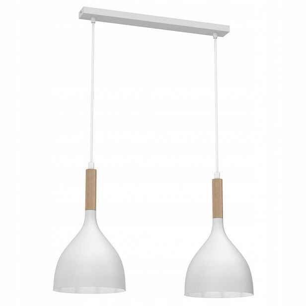 Bílá závěsná lampa na liště 2-bodová Noak Wood 3732 Luminex