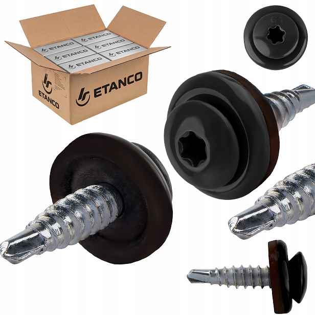 Farmářské vruty Torx 4,8x20 mm Ral 9005 1500 ks do plechu Etanco Gtf 02P