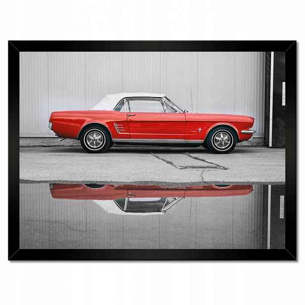 Plakáty v rámu 40x30 Červený Ford Mustang Usa