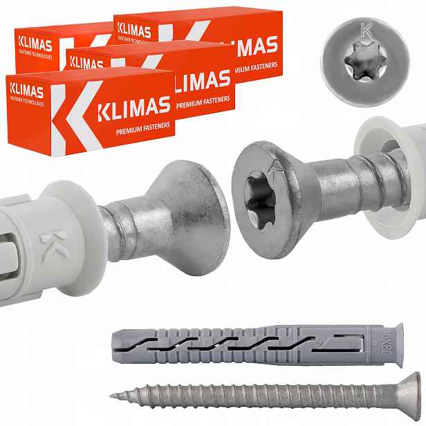 Rámové rozpěrné hmoždinky 10x80 mm 200 ks kuželová hlava Torx Klimas Kps-fast