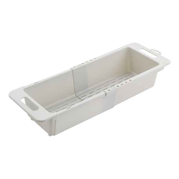 Šedý nastavitelný plastový teleskopický odkapávač do dřezu 52x18 cm – Metaltex
