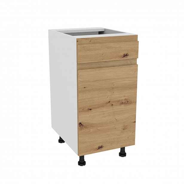 Skříňka šuplík Slim 40 Frezo Bílá přední strana Bezúchytkový dub Artisan