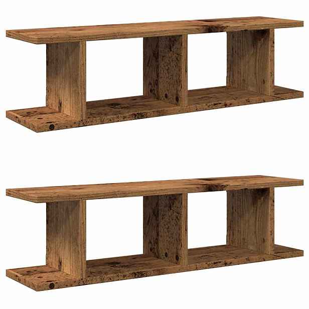 vidaXL Nástěnné police 2 ks old wood 75 x 18 x 20 cm kompozitní dřevo