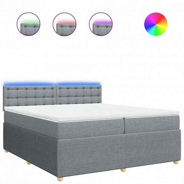 vidaXL Box spring postel s matrací světle šedá 200 x 200 cm textil