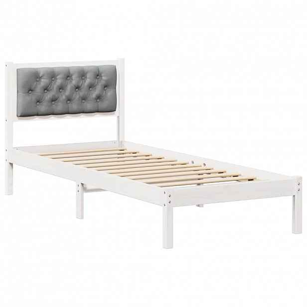 vidaXL Rám postele s čelo Světle šedá 90 x 190 cm Masivní borové dřevo