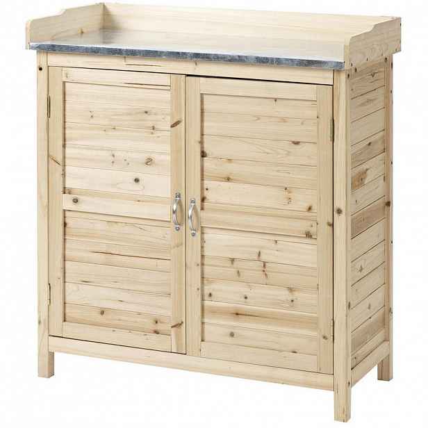 Modfu ZAHRADNÍ skříňka z masivního smrkového dřeva 83x40x92 cm přírodní s pracovní deskou