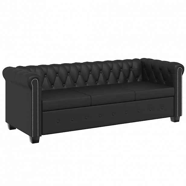 vidaXL Chesterfield 3místná sedačka umělá kůže černá