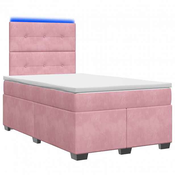 vidaXL Postel boxspring s matrací s čelo Růžová 120 x 190 cm Samet