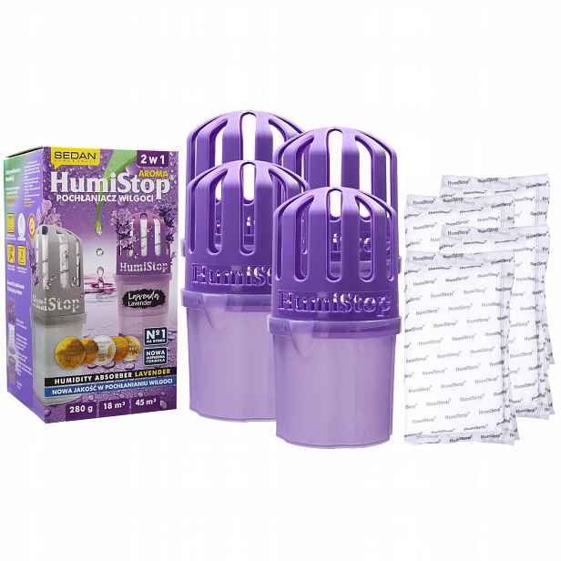 4x pohlcovač vlhkosti HumiStop Aroma 4x náplň s vůní levandule 280 g