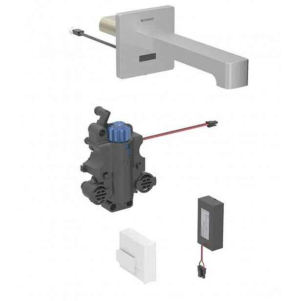 Geberit Brenta - Termostatická elektronická umyvadlová baterie pod omítku, bateriové napájení, easy to clean, kartáčovaná nerez 116.298.SN.1