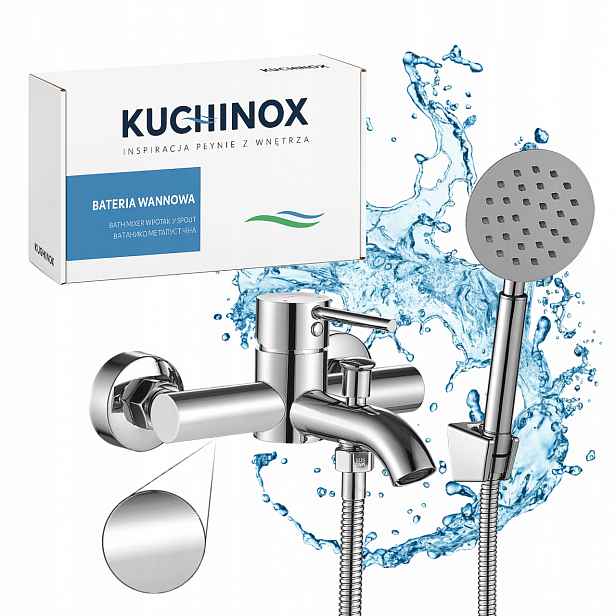 Vanová baterie Noia chrom se sprchovým setem, nástěnná, keramická