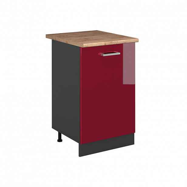 Vicco SPODNÍ SKŘÍŇKA KUCHYŇSKÉ LINKY R-Line, Červená vysoký lesk/Antracit, 50 cm pracovná doska Dub Goldkraft