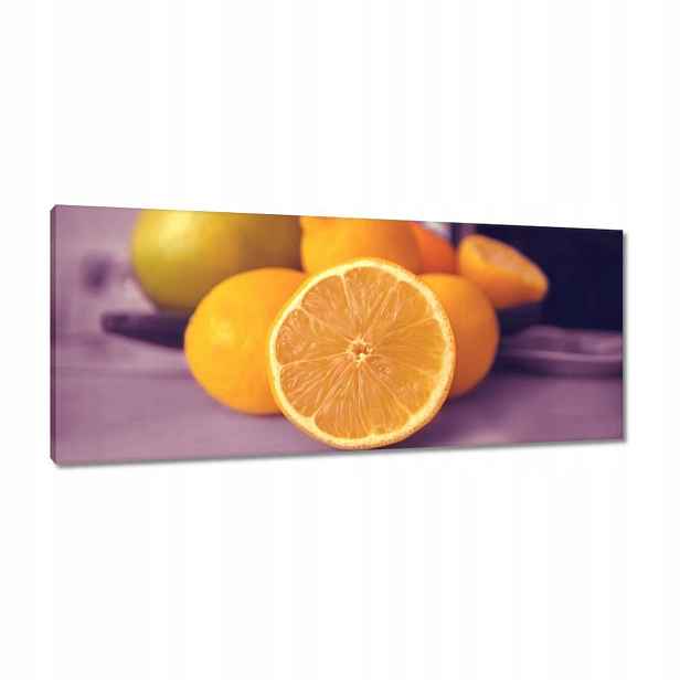 Obrazy 100x40 Citronky ve fialové barvě