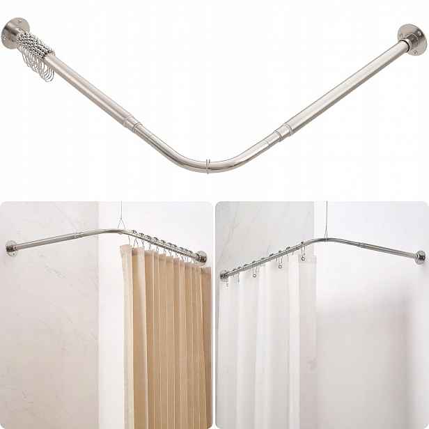 Tyč Na Sprchový Závěs Ve Tvaru Písmene L Rohová 70-95 CM