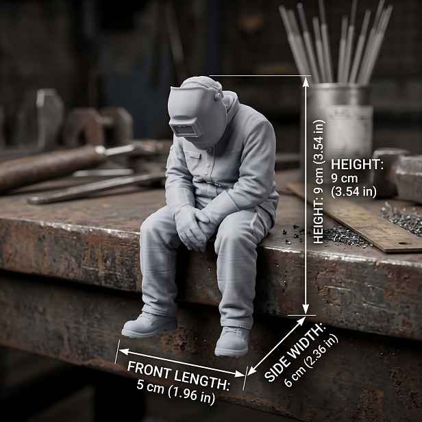 TEMU Odpočívající svářeč na , sběratelská figurka na Halloween, vánoční dekorace, nenatřená DIY figurka, dekorace na domácí stůl, jako dělníkům,