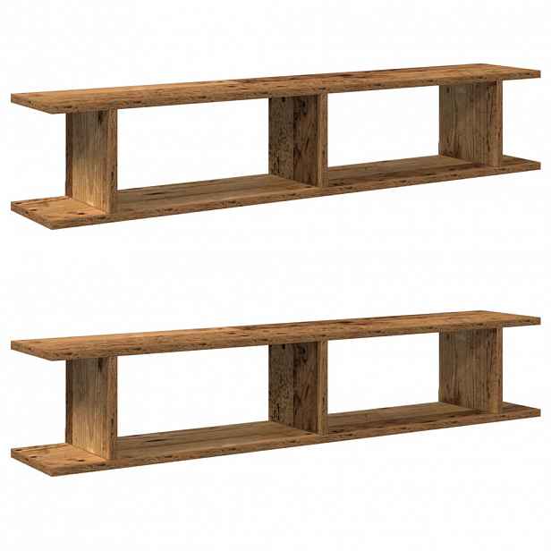 vidaXL Nástěnné police 2 ks old wood 105 x 18 x 20 cm kompozitní dřevo