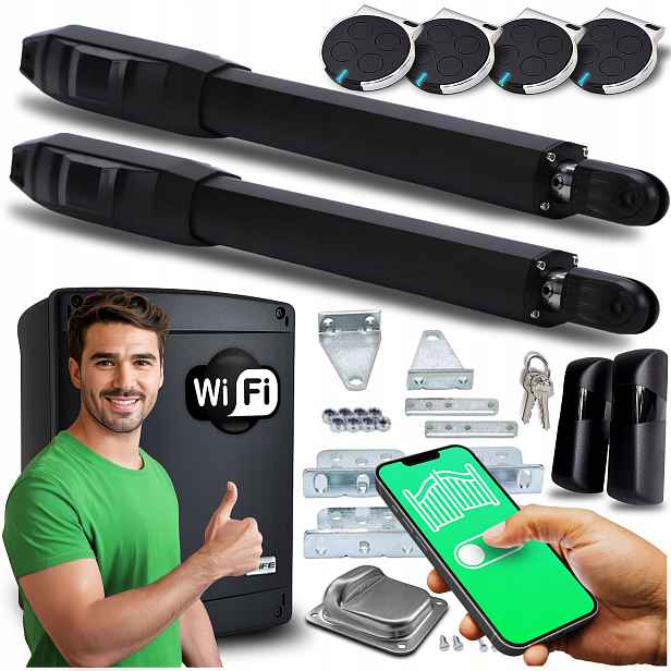 Set Pohon Pro Dvoukřídlovou Bránu Wifi Supla ovladače pohony 8 m 400 Kg