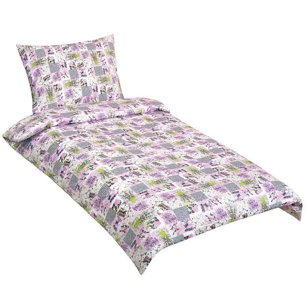 Bellatex Bavlněné povlečení Patchwork lila, 140 x 220 cm, 70 x 90 cm