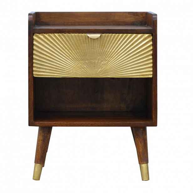 Artisan Furniture KONSOLE Masivní dřevo Mini Albion kaštanově hnědá, 1 zásuvka, tmavě hnědá
