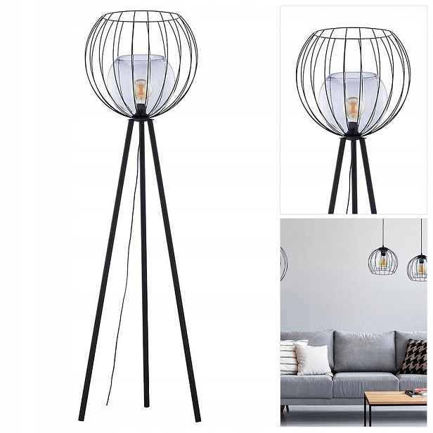 Černá podlahová lampa Universo 179 Cm vedle křesla v obývacím pokoji Tk Lighting