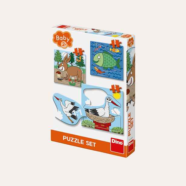 Dino Puzzle Zvířátka: Kde žijí 3–5 dílků baby
