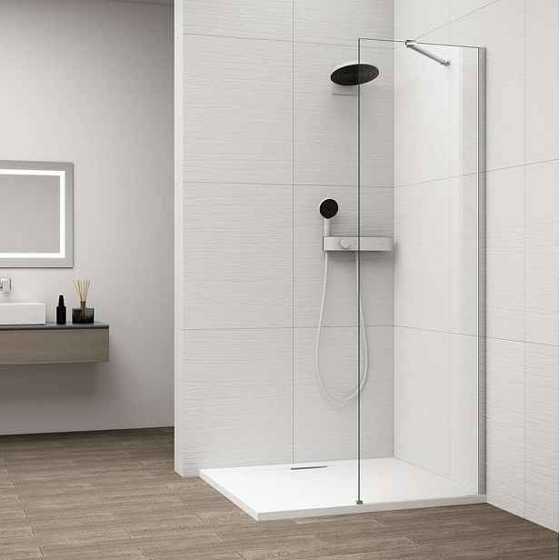 Polysan Esca - Sprchová stěna Walk-In 30x210 cm, Antidrop, sklo čiré/chrom ES1030-01