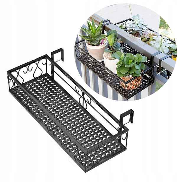 Truhlík balkonový Kovový Rám Černý Matný 60cm