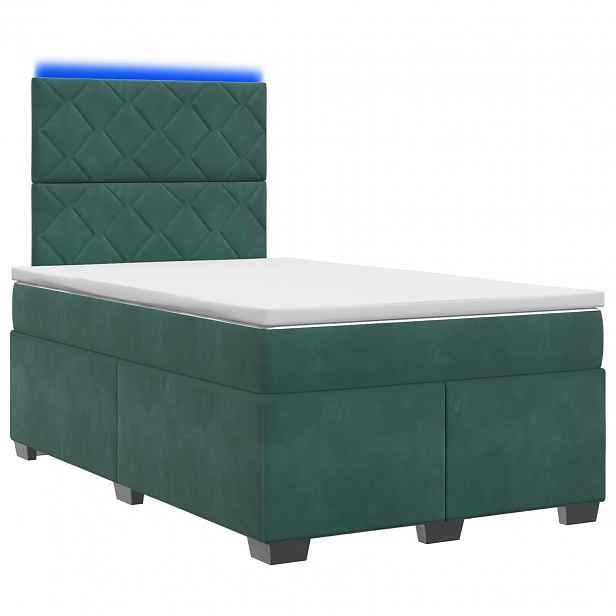 vidaXL Postel boxspring s matrací Tmavě zelená 120 x 190 cm Samet