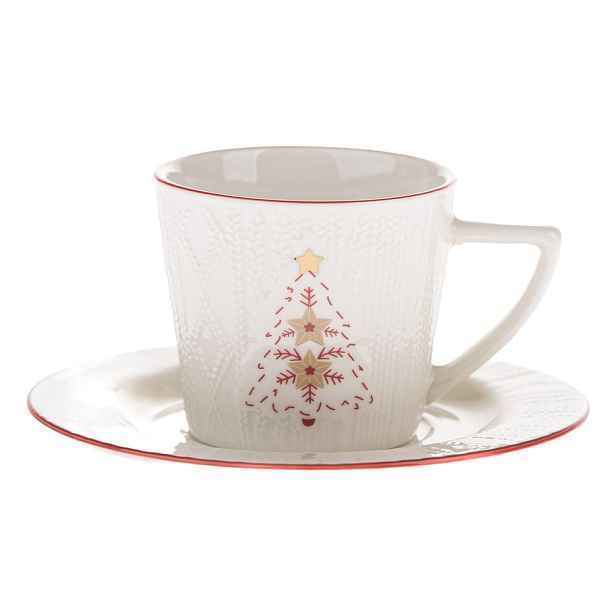Bílý porcelánový šálek s vánočním motivem 110 ml Xmas Tree – Dakls