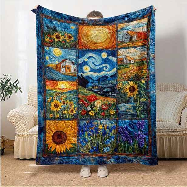Deka Art Van Gogh Slunečnice Hvězdná noc jako patchwork 180x220