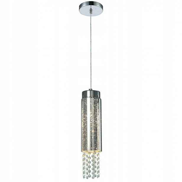 Závěsná lampa Moonlight Stříbrné skleněné stínítko Krystaly 1xE14 10x90 cm Strop