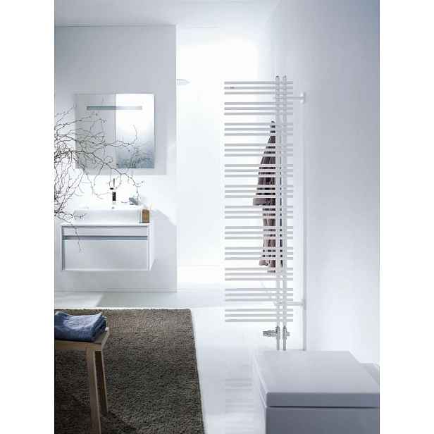 Zehnder Yucca Asym - Koupelnový radiátor 87x48 cm, rovný, jednořadý, chrom YAC-090-050