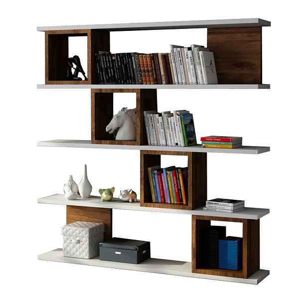 Knihovna Wind White Walnut
