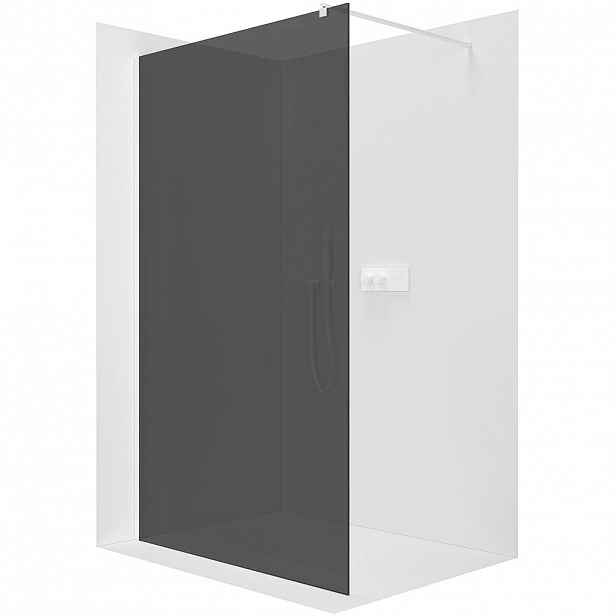 Sprchová zástěna Walk-in Onyx Round L/P - 8 mm - kulatá vzpěra - bílá matná, grafitové sklo - 150x200 cm