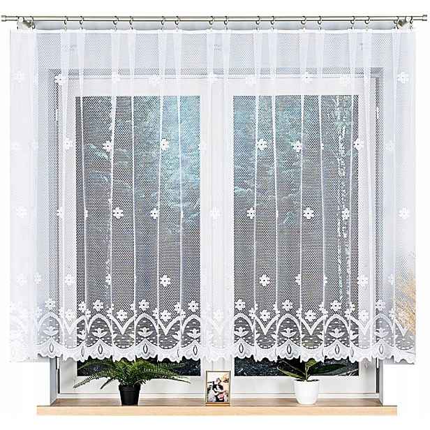 Záclona Florentyna 400x140 cm jednoduchá s květinami (hotová) s lemováním