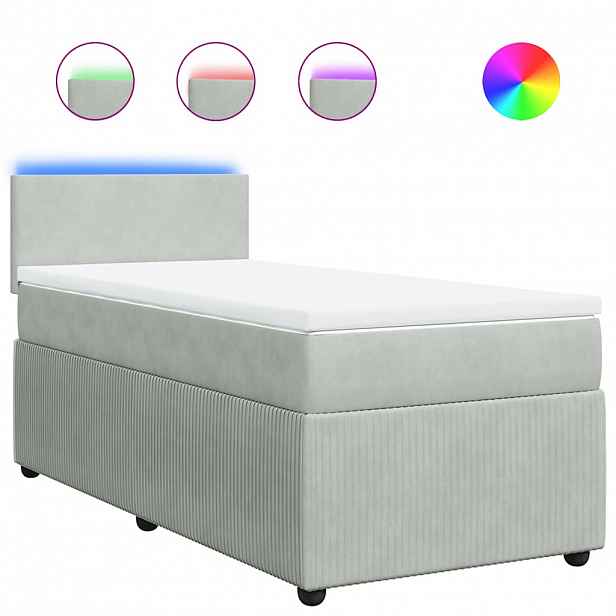 vidaXL Box spring postel s matrací světle šedá 80 x 200 cm samet