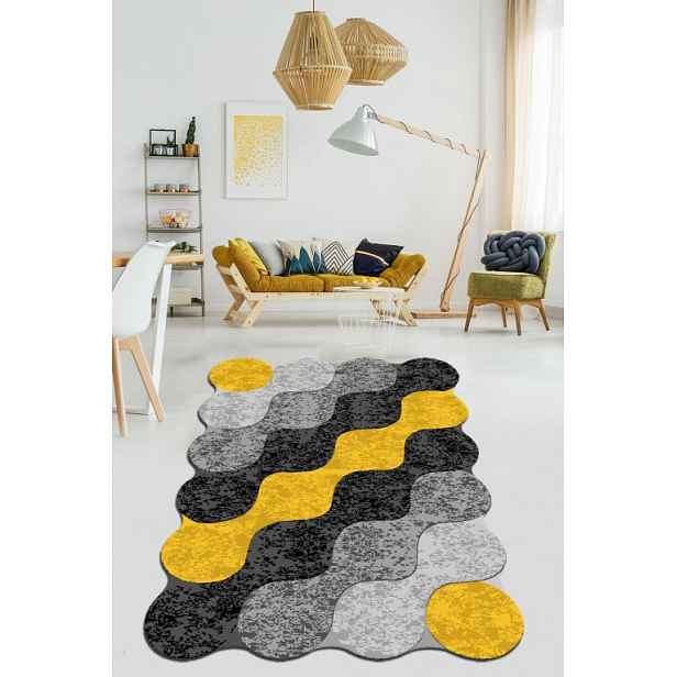 Koberec CIRCLE, 120 x 180 cm, žluto-černý