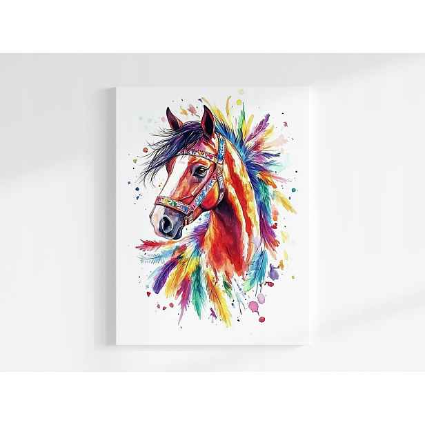 Plakát Grafika Kůň Portrét Pera Boho Splash Art 75x100