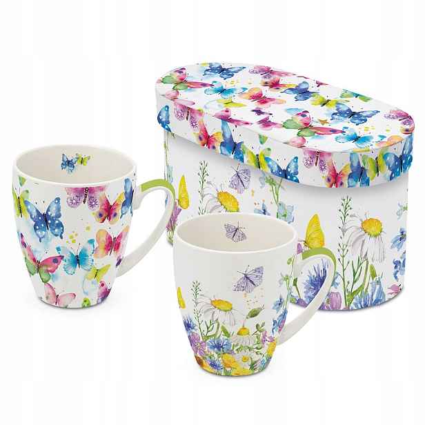 Porcelánové Hrníčky Ppd Motýli a loukové květy Komplet Hrnek x 2 ks