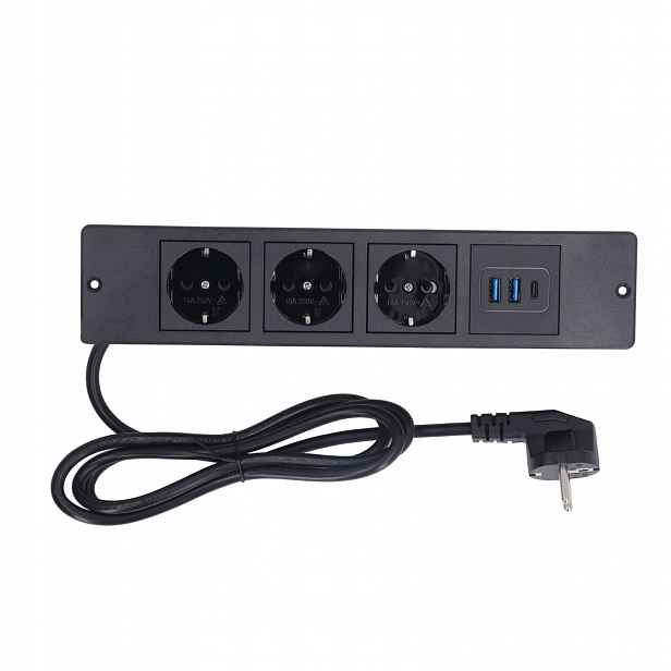 Zásuvka Na Desku Schovaná V Pracovní Desce, Trojitá, Zapuštěná, 2 X 250 V Usb