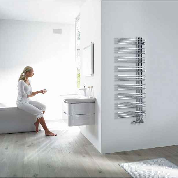Zehnder Yucca Asym - Koupelnový radiátor 130x48 cm, rovný, jednořadý, bílý lak YA-130-050