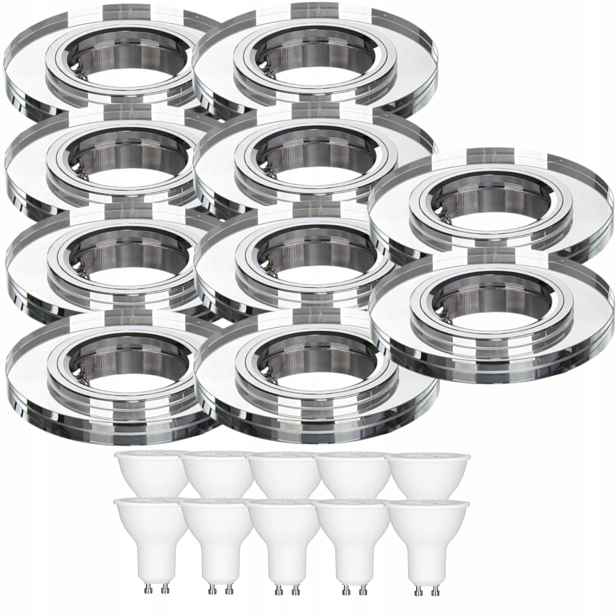 10 x Skleněná Stropní Lampa Zapuštěná Do Stropu Křišťál 3W Led Žárovky