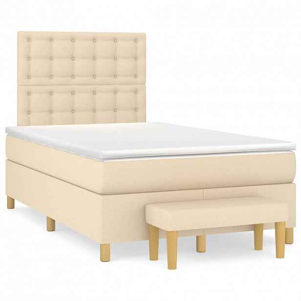 vidaXL Box spring postel s matrací krémová 120x200 cm textil