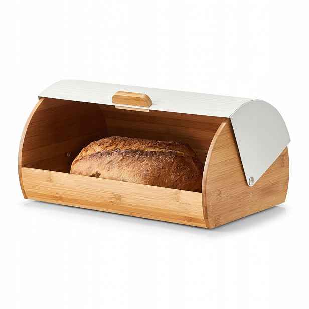 Bambusový Chlebník S Bílým Kovovým Víkem 39X19X27 CM Zeller