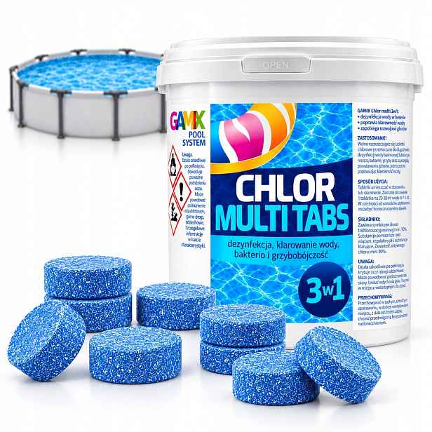 Chlor Multi Tabs 3V1 5KG Tablety 200G 25X200G Do Bazénu Dezinfekce