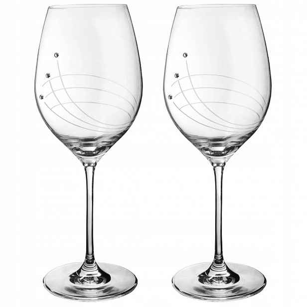 Linie sada 2 ks sklenic na víno s krystaly Preciosa 470 ml