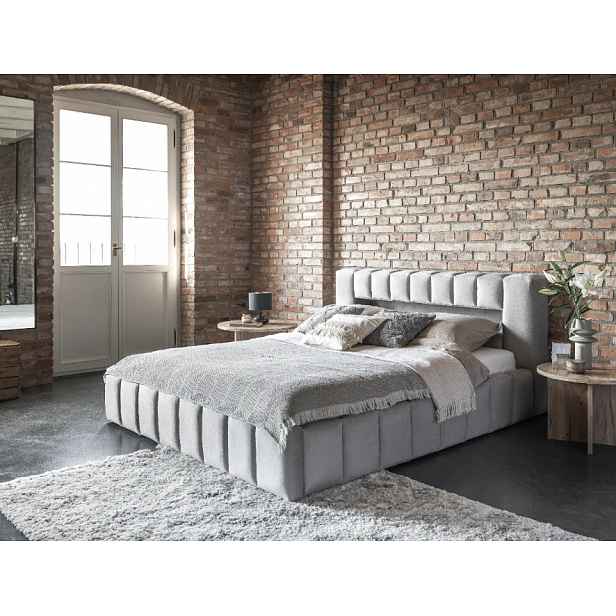 Manželská čalouněná postel 160x200 VEMIO 2 - světle šedá