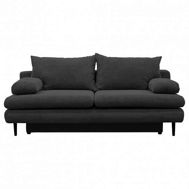 P & B ROZKLÁDACÍ POHOVKA, textil, tmavě šedá