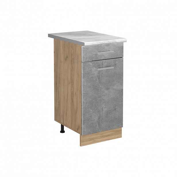 Vicco SPODNÍ SKŘÍŇKA KUCHYŇSKÉ LINKY R-Line, Beton/Zlatý mocný dub, 40 cm pracovná doska Mramor