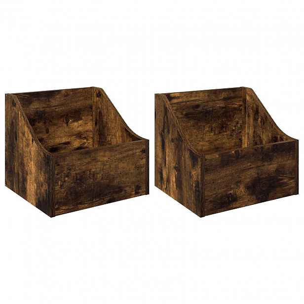 vidaXL Krabice na LP desky 2 ks Kouřový dub 37 x 33 x 32 cm